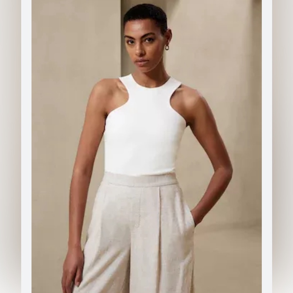 Ponte Racer Tank white small Banana Republic-new no tags